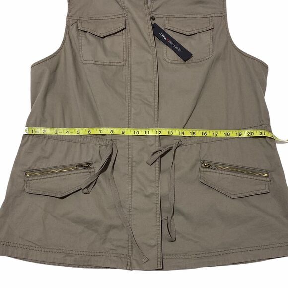 INTRO. Brown Utility Button Down Vest Jacket 1X - Picture 8 of 11